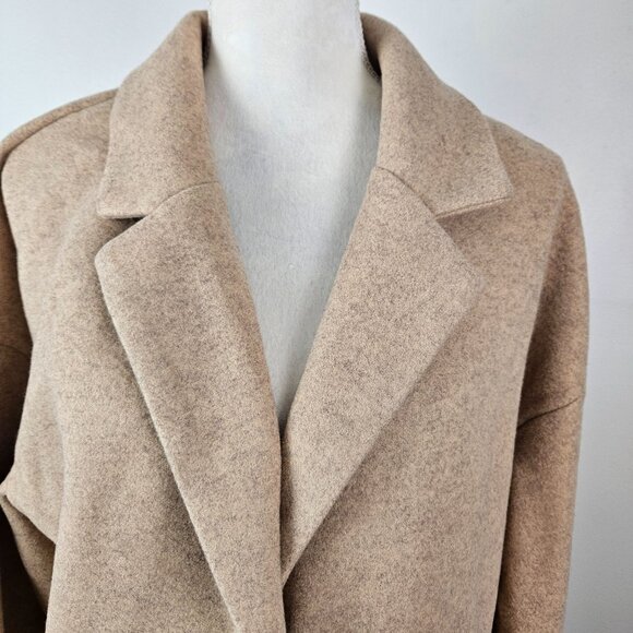 Pretty Garden Womens Long Wool Blend Shacket Pockets Button Closure Tan Size XL - Picture 5 of 11